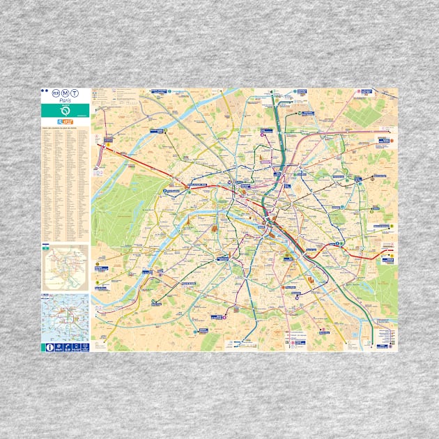 Paris Subway Map (with Streets) - France by Superfunky